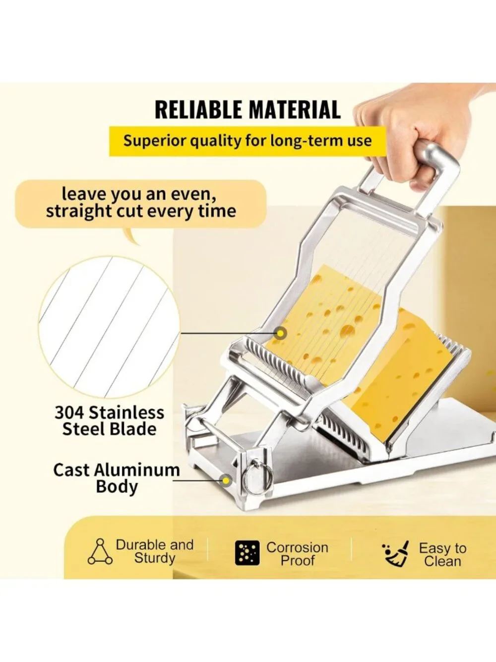 Cheese Slicer & Butter Cutter with Replaceable Wire Blades - Stainless Steel